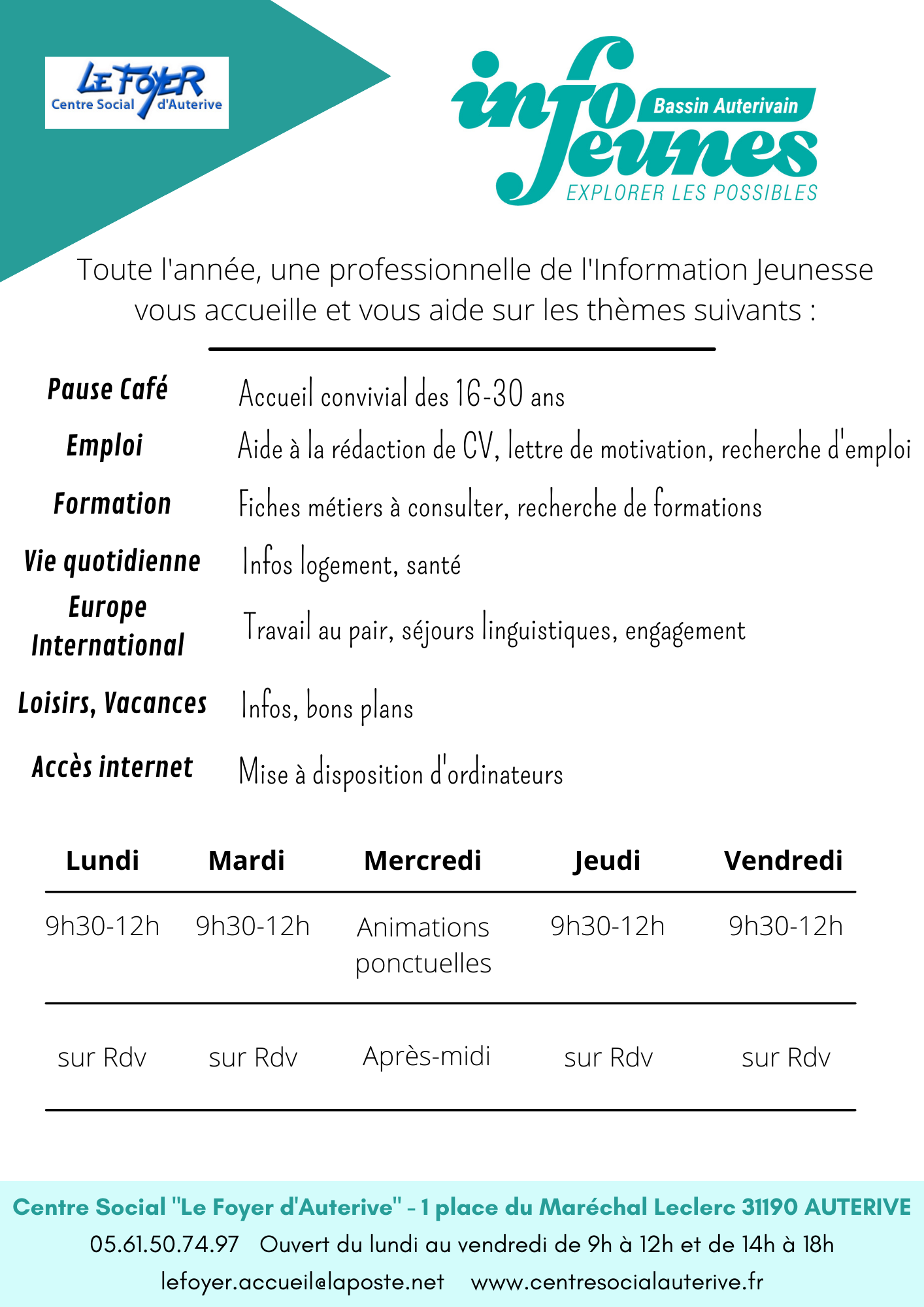 Infos jeunes bassin auterivain – Centre Social Auterive